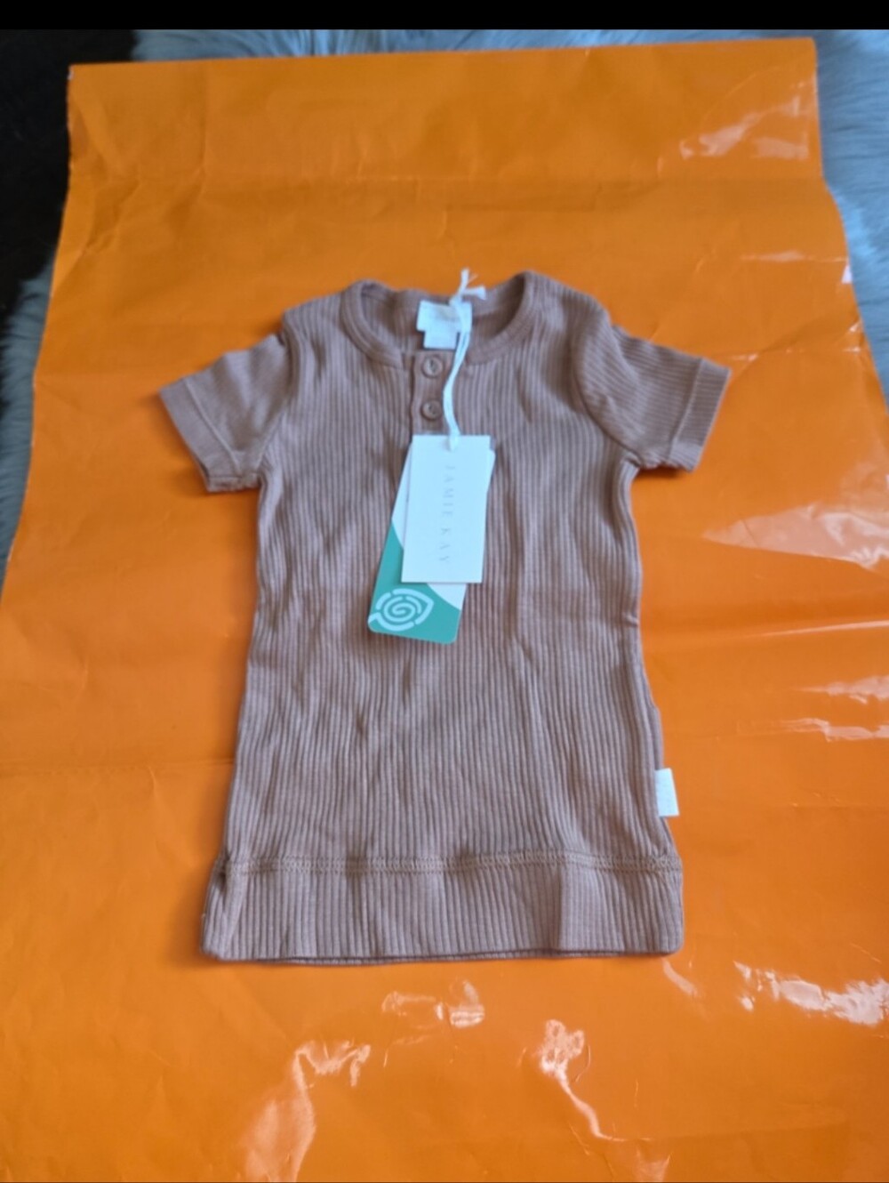 Nwt! Jamie Kay Organic Cotton Modal Henley Tee In Desert